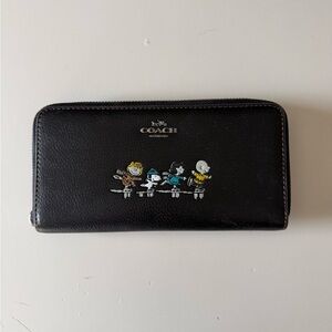 Coach Black Wallet with Peanuts Characters